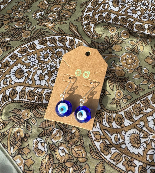 Evil Eye Earrings in Sterling